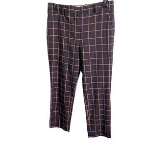 Theory Womens Plaid Crop Cuff Trousers Size 2 Wool Blend